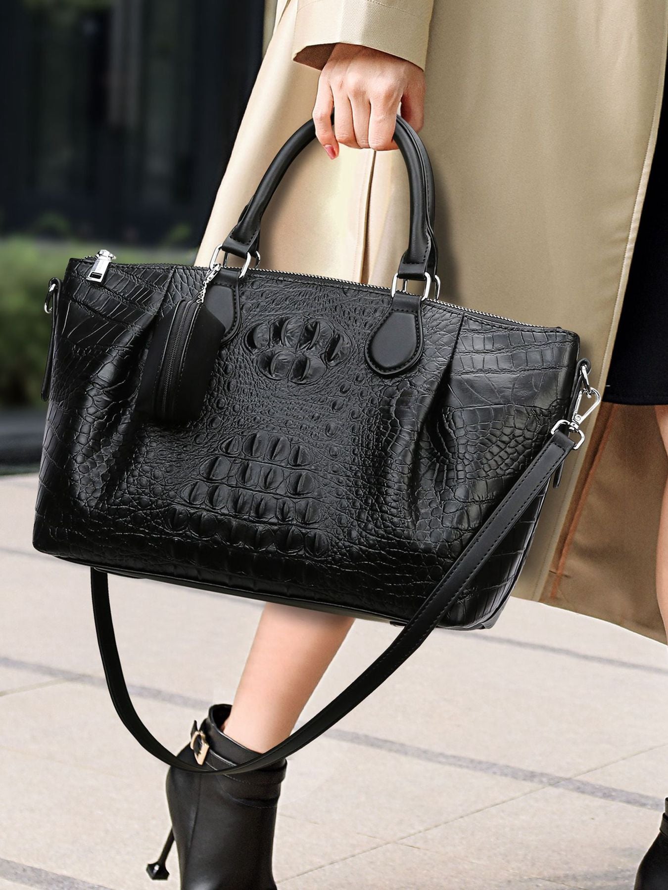 Fashionable Light Luxury Crocodile Embossed Tote Bag