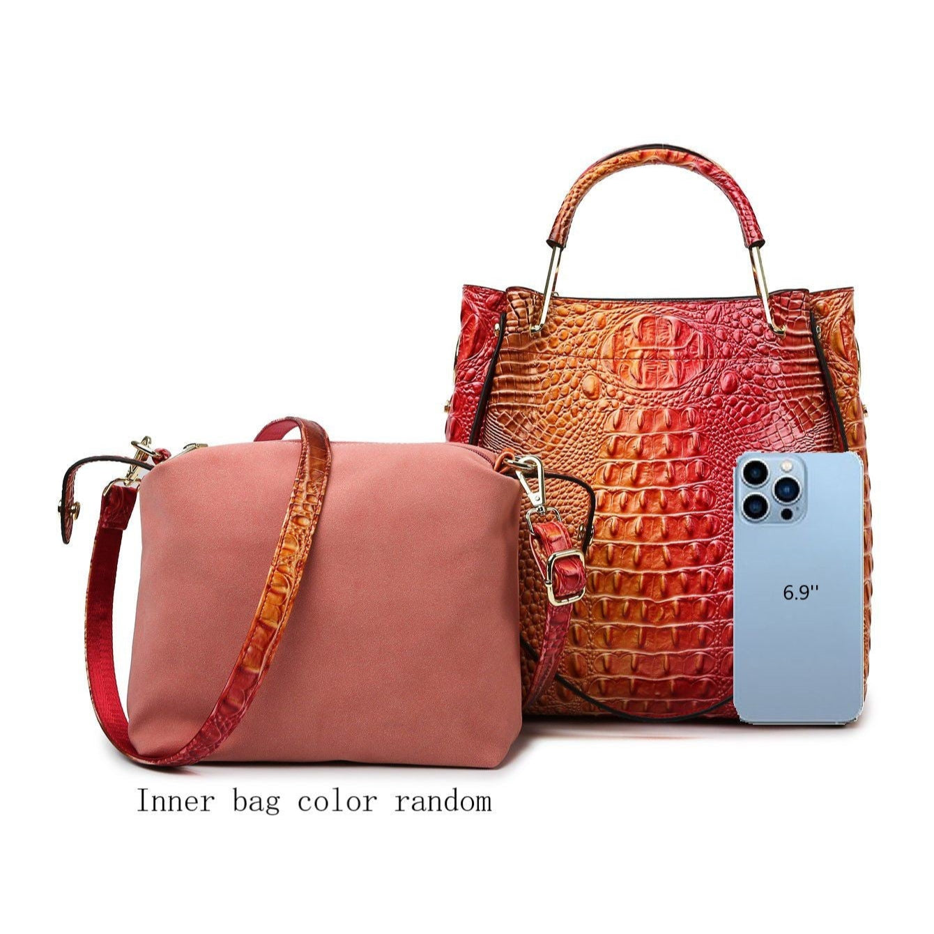 Fashion Colored Crocodile Patterned Handbag