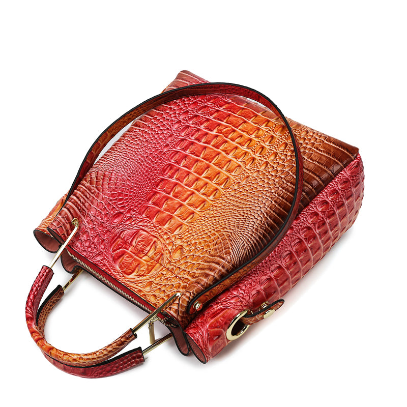 Fashion Colored Crocodile Patterned Handbag