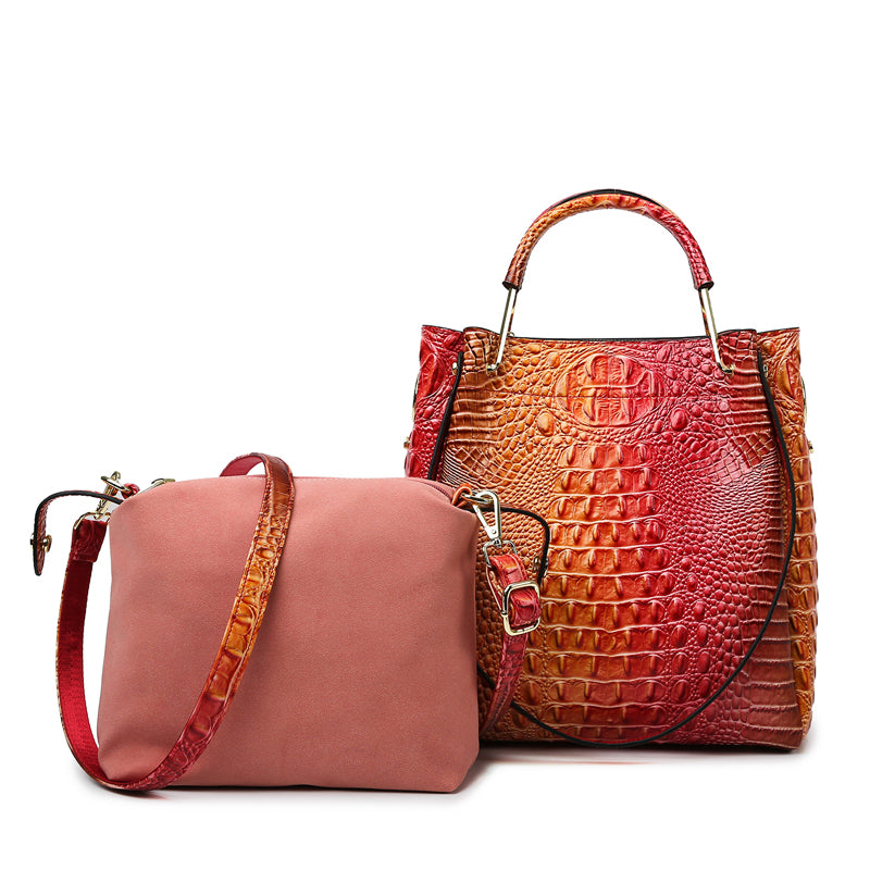 Fashion Colored Crocodile Patterned Handbag