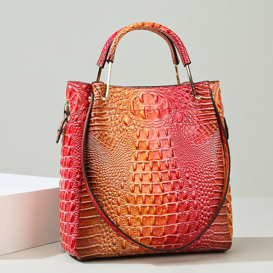 Fashion Colored Crocodile Patterned Handbag