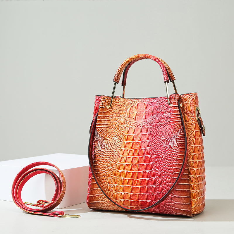 Fashion Colored Crocodile Patterned Handbag