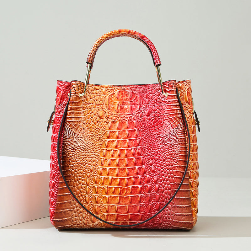 Fashion Colored Crocodile Patterned Handbag